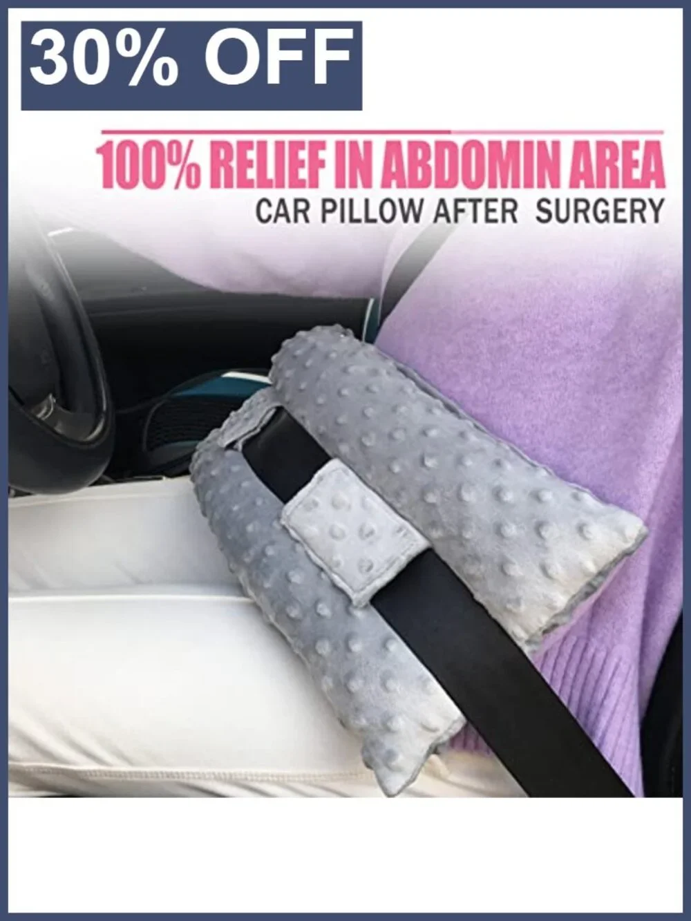 Post Surgery Seatbelt Pillow Abdominal Recovery Cushion Minky Dot